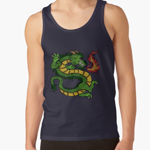 Long Green Dragon Breathing Fire Tank Top - Image 2