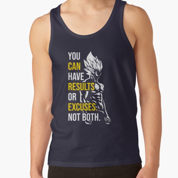 Results Vs Excuses Vegeta Gym Motivational Tank Top - Image 6