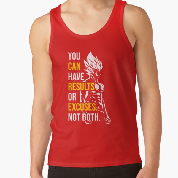 Results Vs Excuses Vegeta Gym Motivational Tank Top - Image 4
