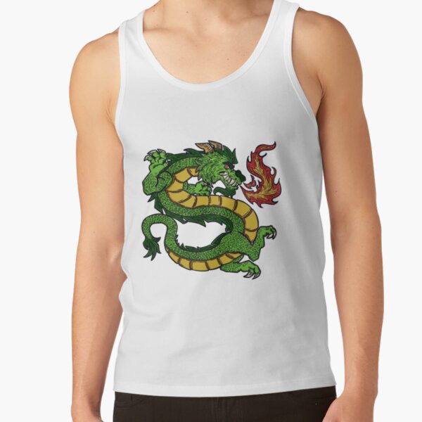 Long Green Dragon Breathing Fire Tank Top