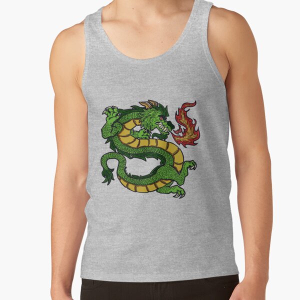 Long Green Dragon Breathing Fire Tank Top - Image 5