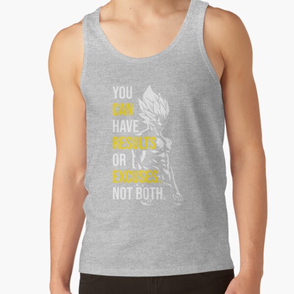 Results Vs Excuses Vegeta Gym Motivational Tank Top - Image 5