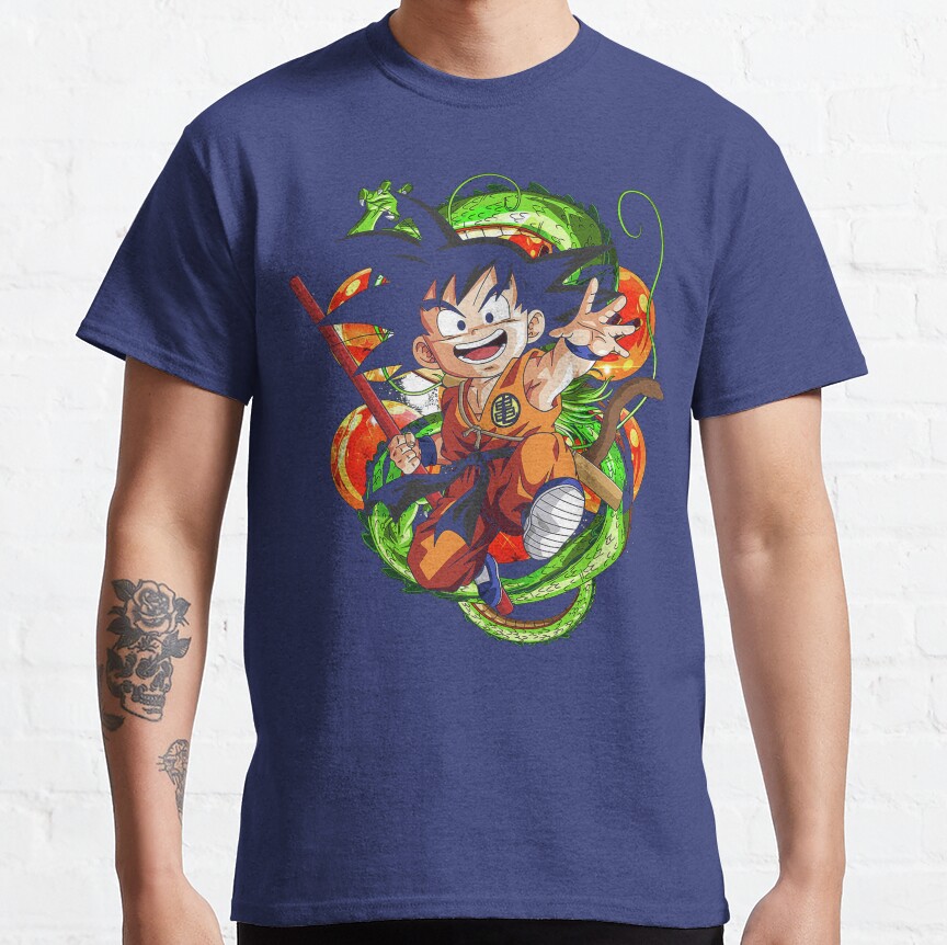 Kid Goku Cute And Dragon Balls Retro Painting T-Shirt - Image 7