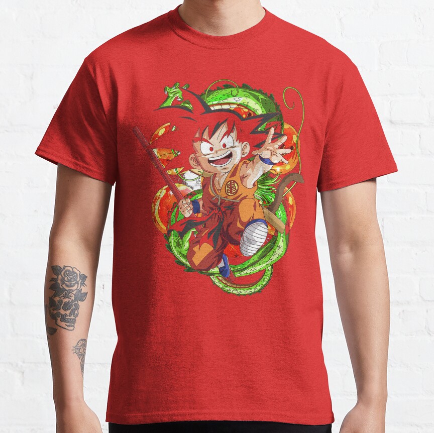 Kid Goku Cute And Dragon Balls Retro Painting T-Shirt - Image 5