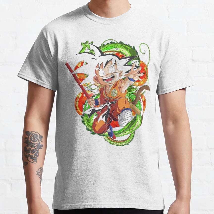 Kid Goku Cute And Dragon Balls Retro Painting T-Shirt - Image 4
