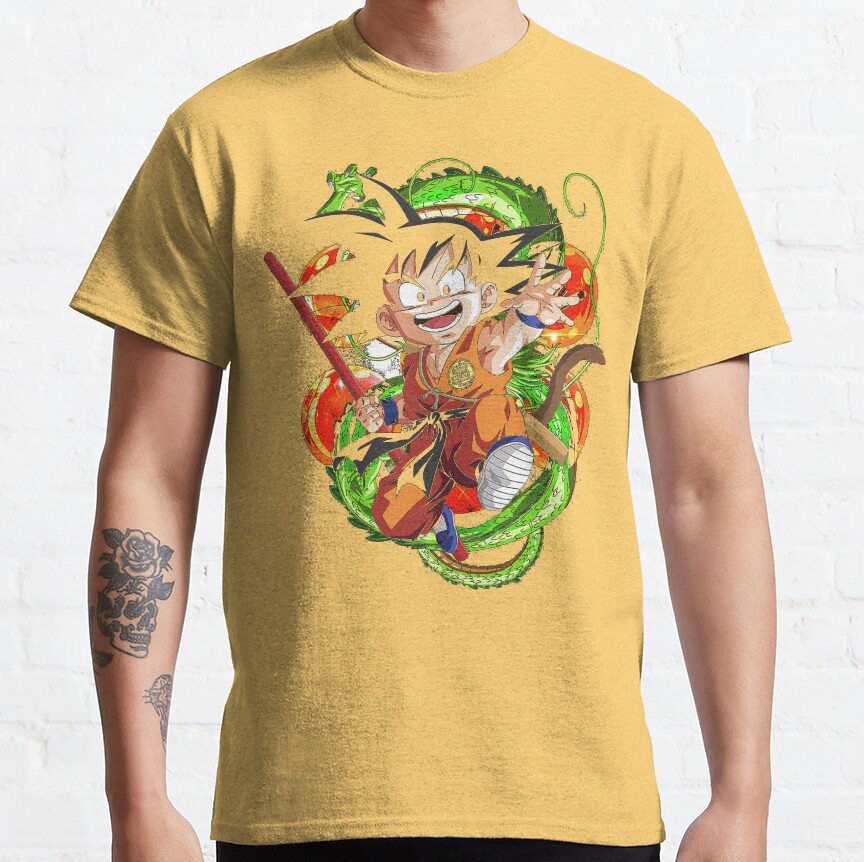 Kid Goku Cute And Dragon Balls Retro Painting T-Shirt - Image 2