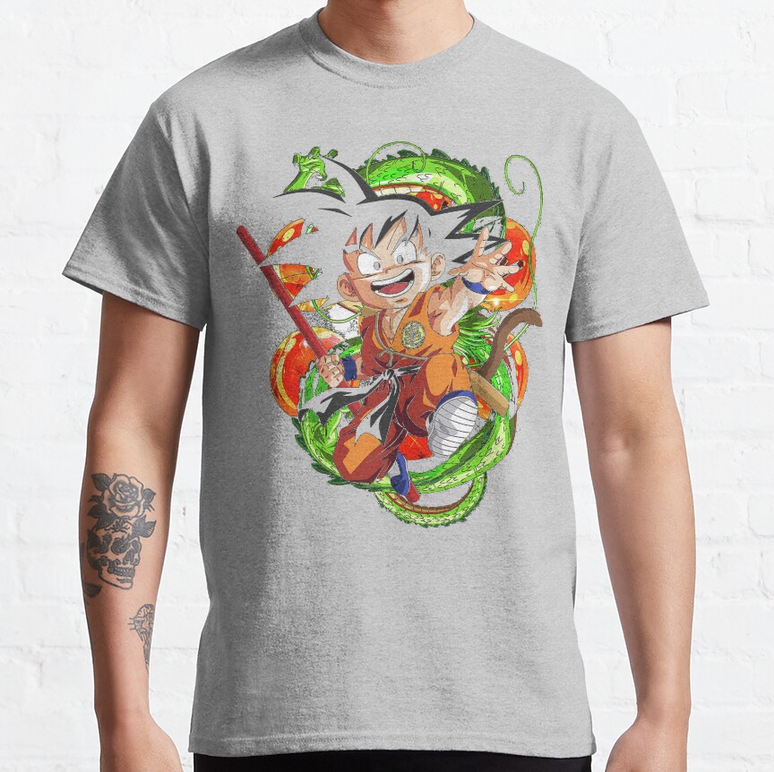 Kid Goku Cute And Dragon Balls Retro Painting T-Shirt - Image 6